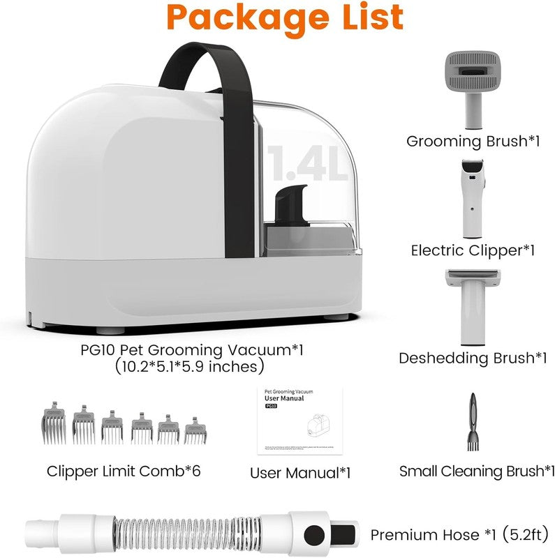 Pet Grooming Vacuum Kit with Clippers & Low Noise Shedding Brush, PG10 Black7