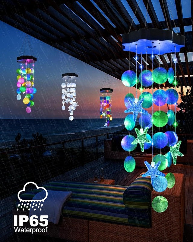 Solar Wind Chimes for Outside, Shells Light Gifts for Mom Grandma Women Wife Gir2