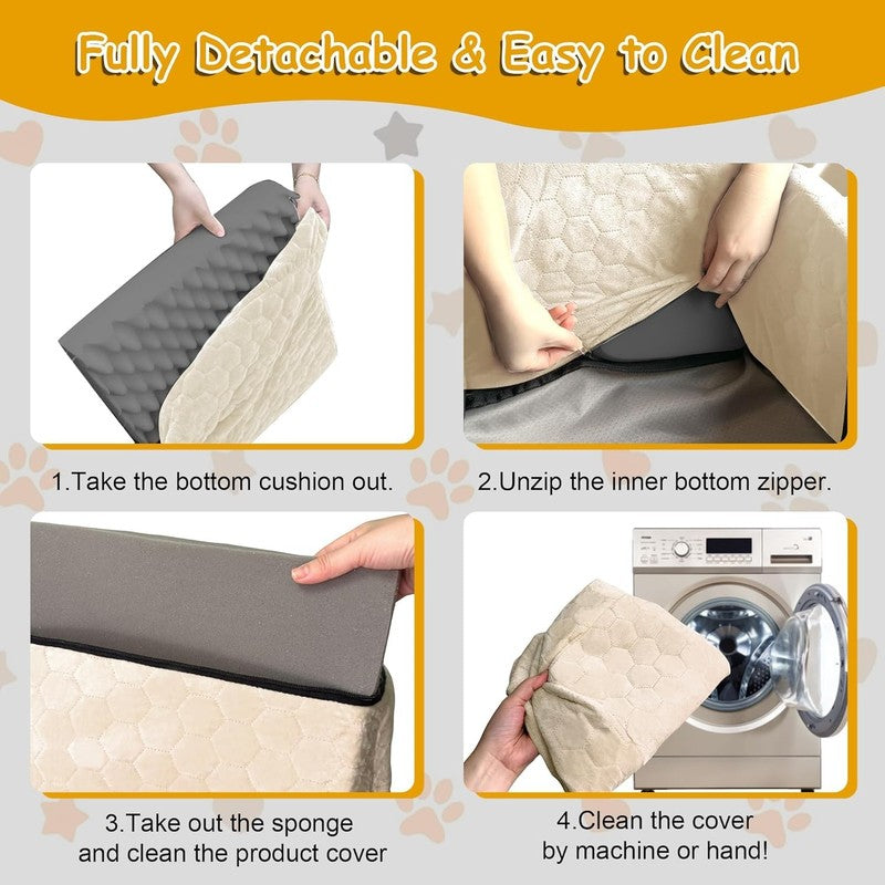 Dog Car Seat Small/Medium Dogs up to 35lbs Memory Foam Washable Cover White6