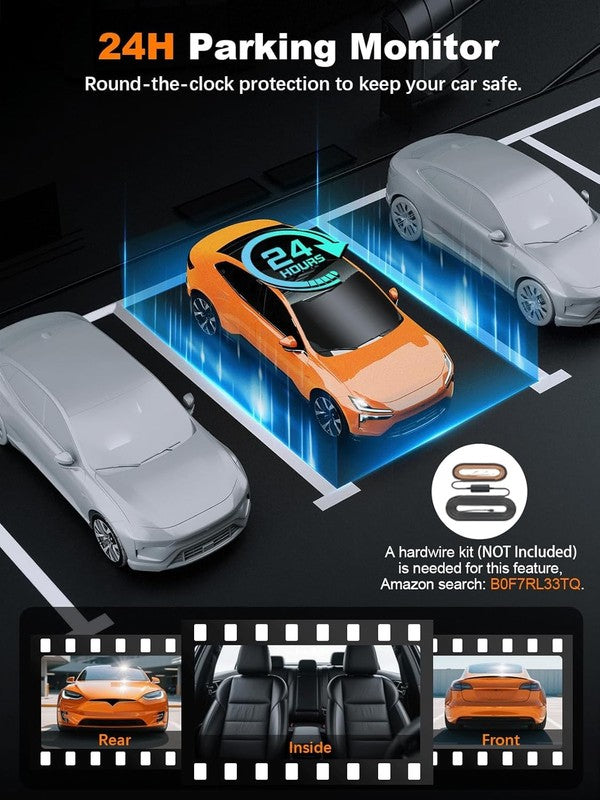 4K 3-Channel Dash Cam Front/Rear Inside GPS WiFi 64GB Card 3.18" IPS Screen6