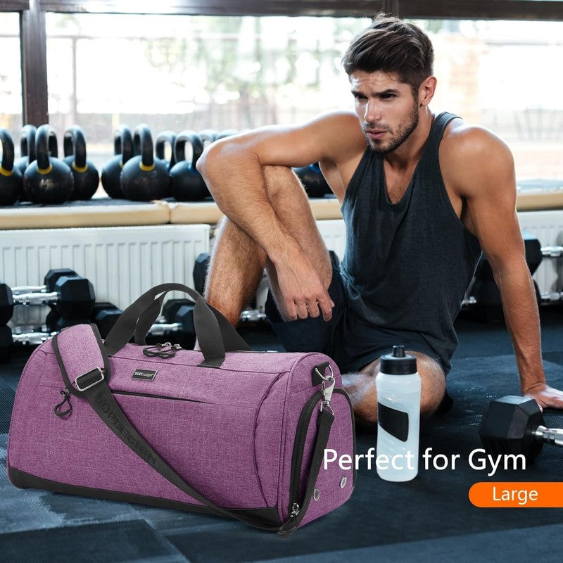 Gym Bag Unisex Duffel Shoe Compartment Wet Pocket Travel Sports Textured Purple1