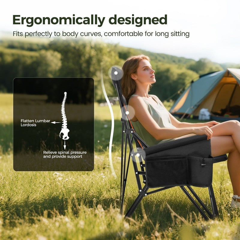 Oversized Camping Chair Heavy Duty High Back Camping Chairs 500Lbs Capacity Fold3