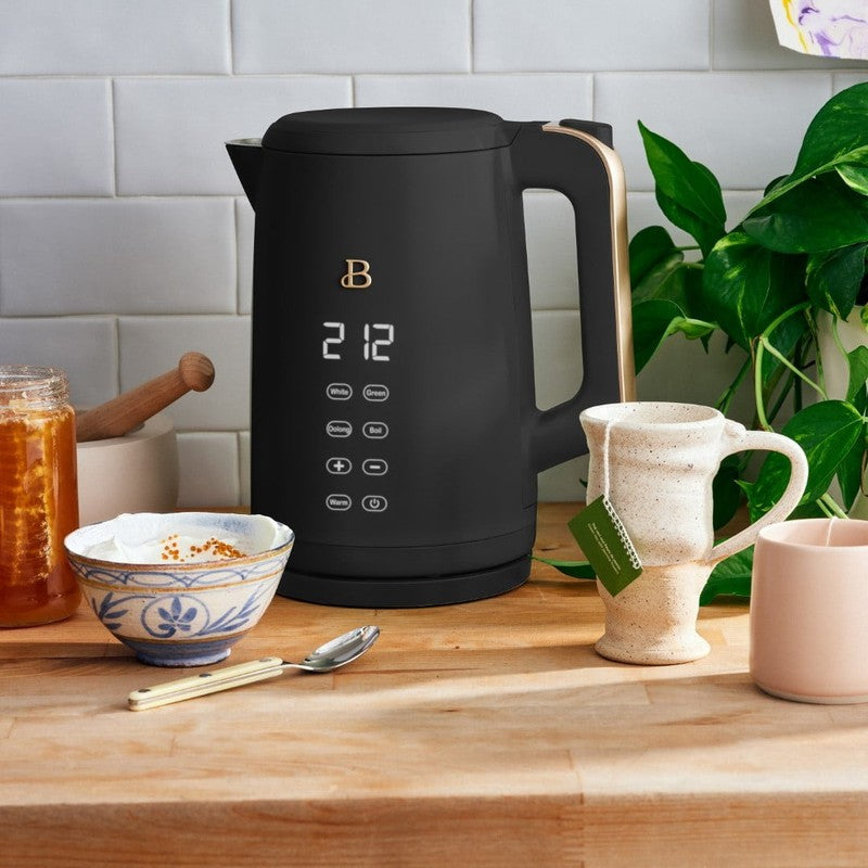 1.7L Electric Kettle 1500W Black Sesame by Drew Barrymore, One-Touch2