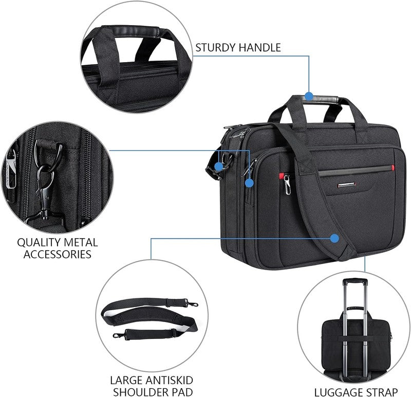 Laptop Briefcase Premium Laptop Case Fits up to 17.3 Inch Business Shoulder Bag 5