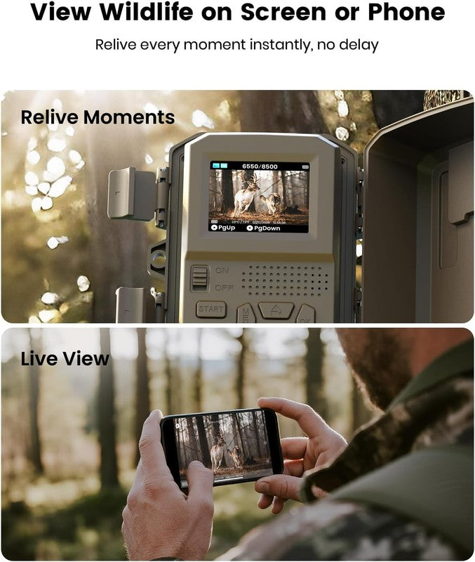 4K UHD Solar Trail Camera 64MP Night Vision 0.1S Trigger App Control IP66 32GB6