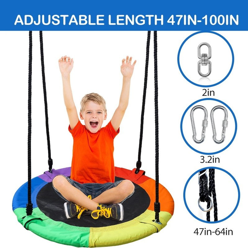 40" Saucer Tree Swing for Kids & Adults, Adjustable Rope Flying Seat Multi Color2