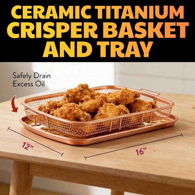 XXL Air Fryer Basket for Oven 2Pc Tray Pan 16.5x12.5 Dishwasher Safe Bake3