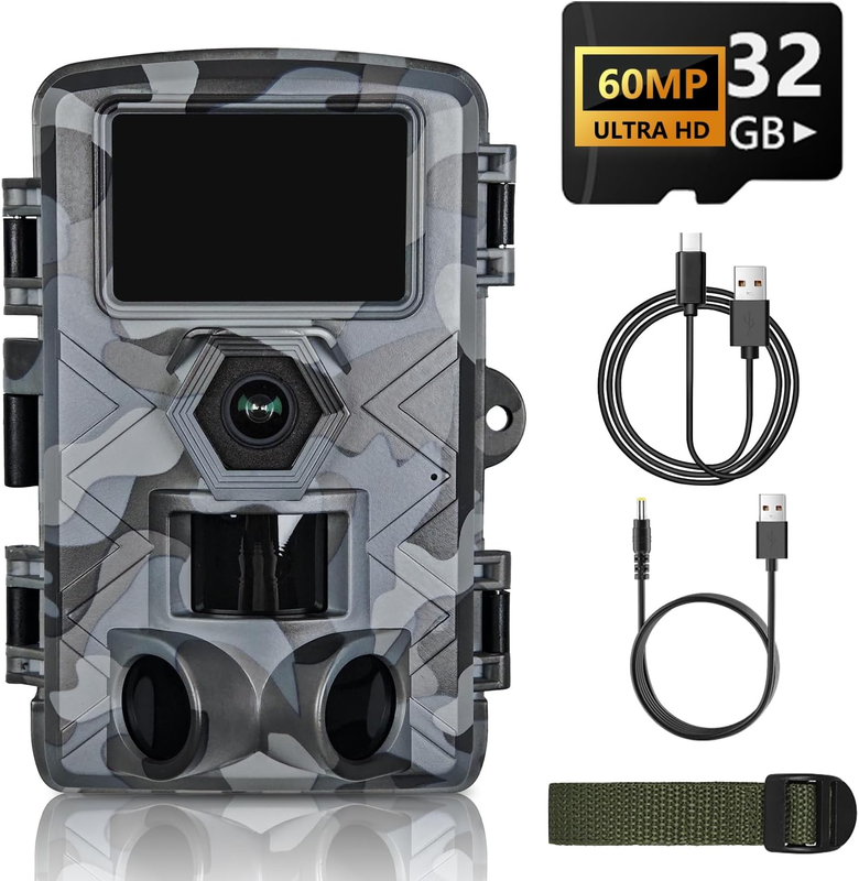 Trail Camera 60MP WiFi Night Vision IP66 + 32GB Card 120° APP Control6