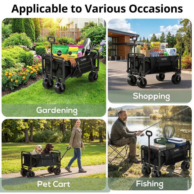 560Lbs Large Collapsible Folding Wagon with Oversized Tank Wheels, Heavy Duty Bi6