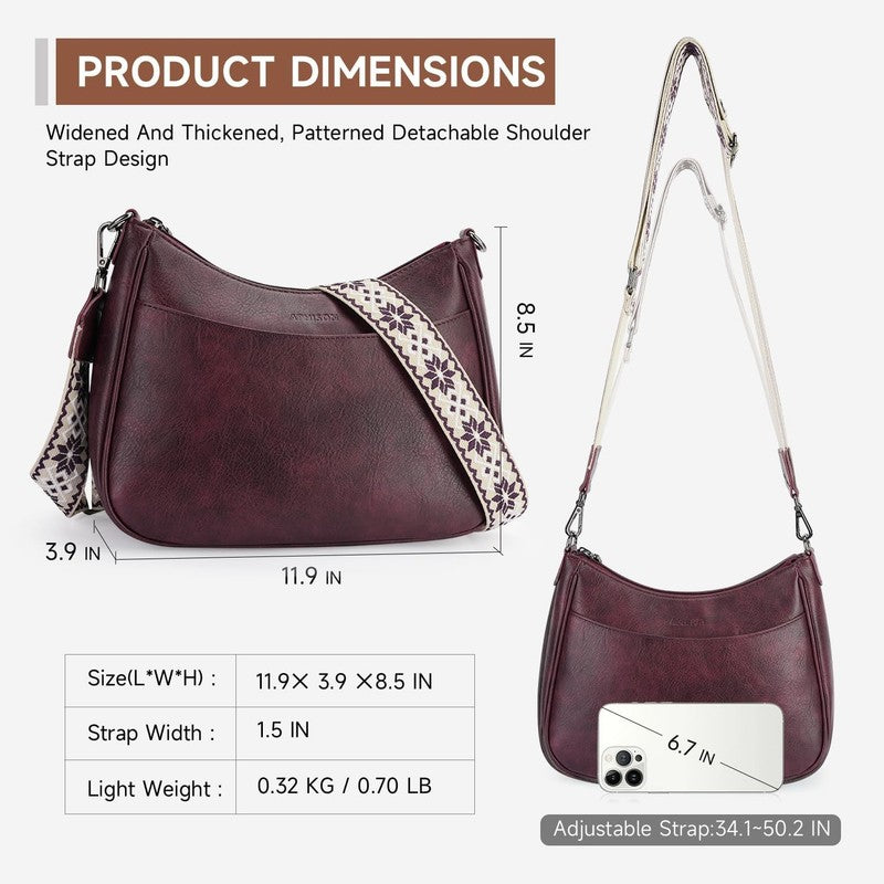 Trendy Leather Crossbody Purse with Adjustable Strap, Women'S Shoulder Handbag5