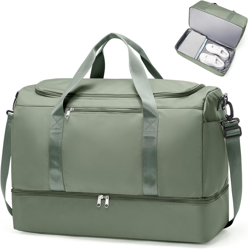 Extra Large Travel Duffle Bag,Carry on Overnight Weekend Bag with Shoes Compartm0