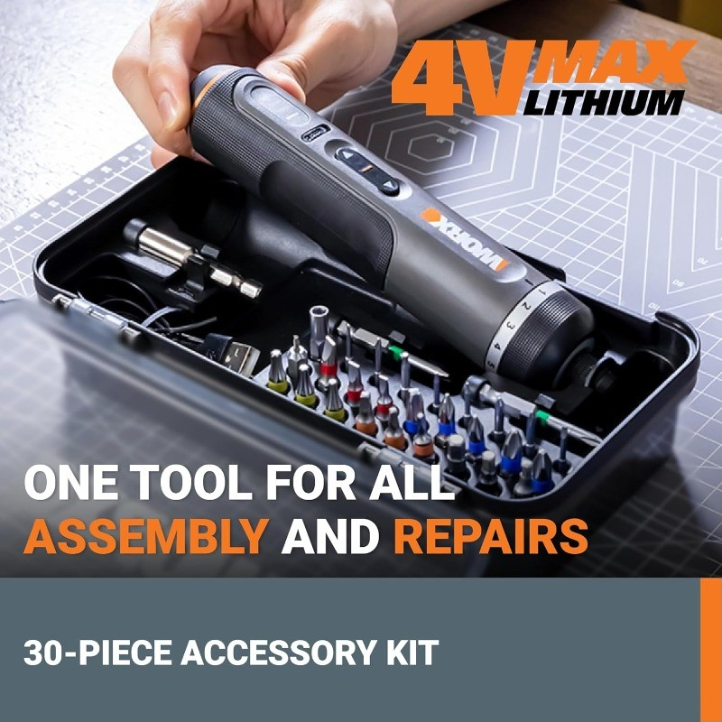WORX 4V Lithium Screwdriver 30-Piece Accessory Kit WX242L1