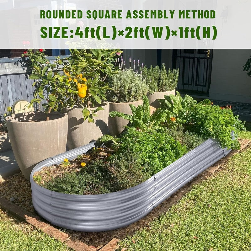 Galvanized Raised Garden Bed Kit, Galvanized Planter Garden Boxes Outdoor, Oval 2