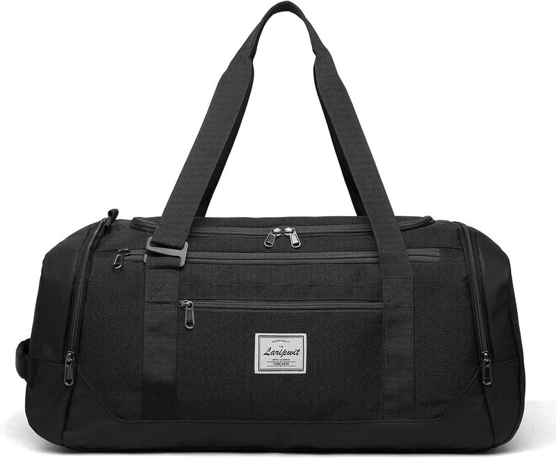 40L Travel Duffle Gym Bag Black Shoes Compartment Wet Pocket Weekender7