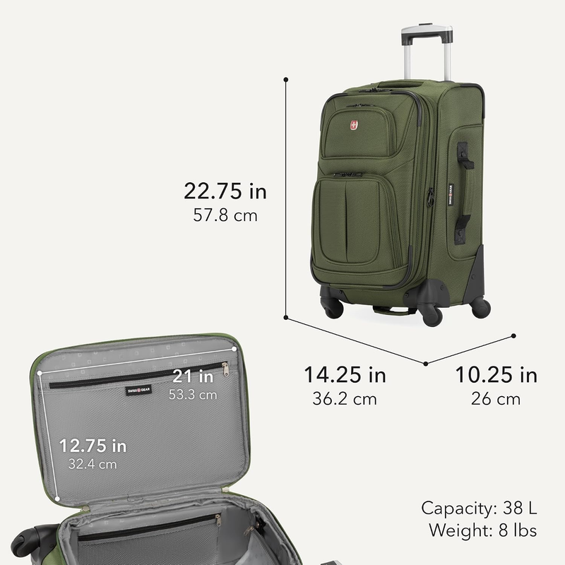2 Piece Travel Set Carry On Spinner + 17" Laptop Backpack RFID Evergreen2