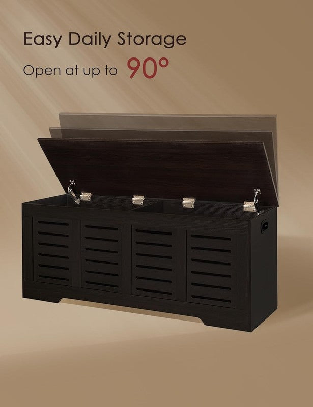 47.3'' Wooden Toy Box Storage Chest Flip Top Entryway Shoe Bench Espresso4