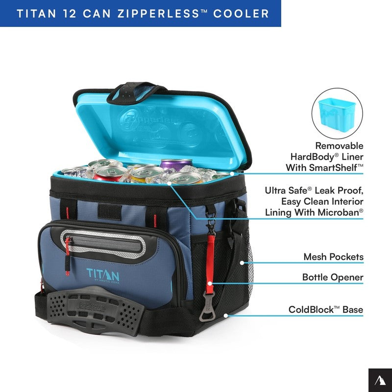 12 Can 8 QT Capacity Zipperless Soft Cooler, Ocean Blue11