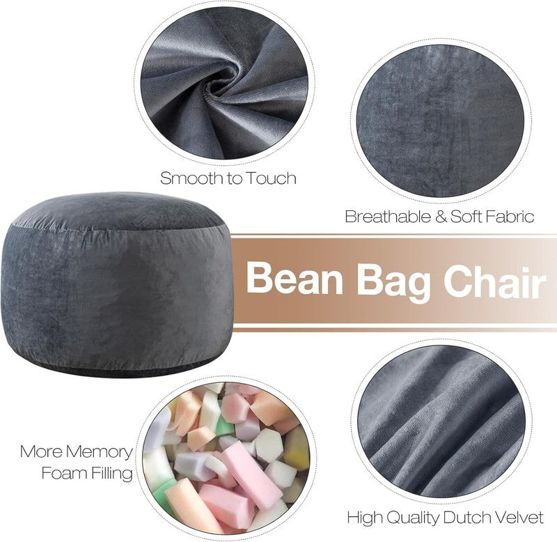 3 Ft Large Bean Bag Chairs for Adults/Teens with Memory Foam Filling, Comfy Bean1