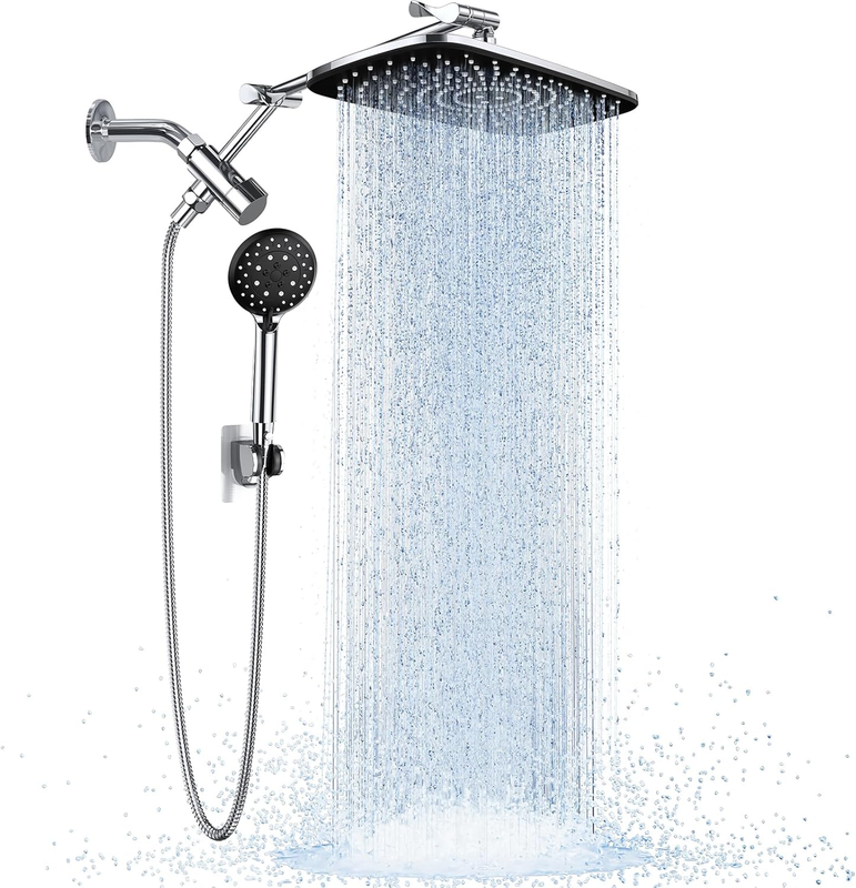 Wide Shower Head with 6 Modes Handheld Water Spray Silver Chrome8