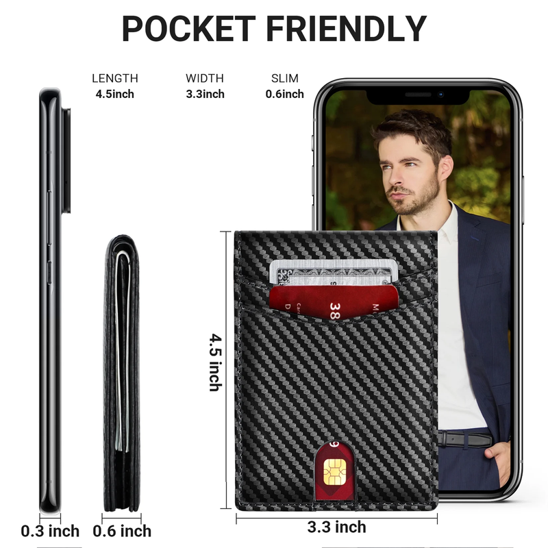 Wallet for Men, Slim Leather Rfid Blocking Mens Wallet with 2 ID Windows, Bifold4