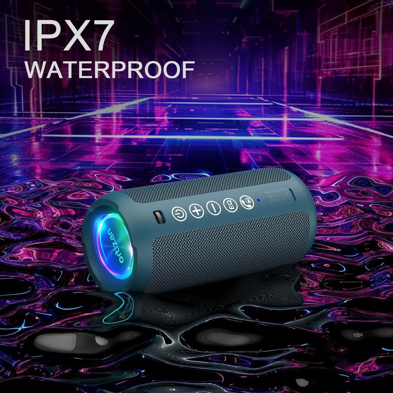 Bluetooth Speaker 24W, IPX7 Waterproof, Deep Bass, LED, 30H Playtime, Blue6