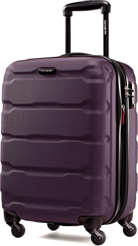 28" Hardside Expandable Luggage Spinner Wheels Checked Suitcase Purple10