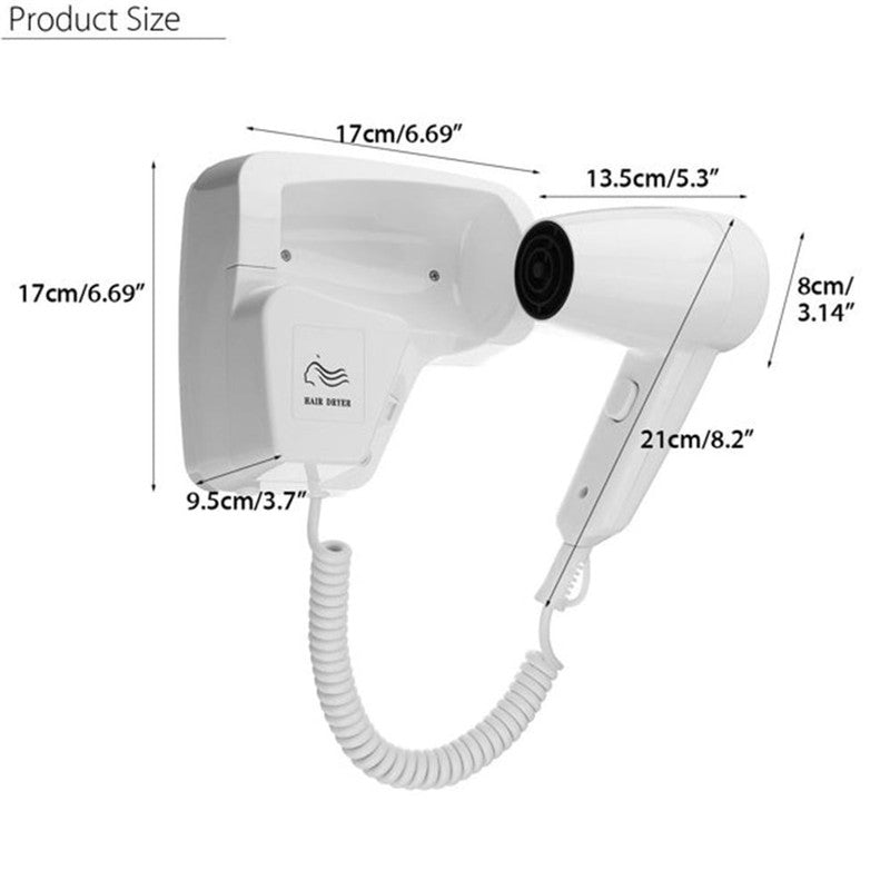 Hotel Wall Mount Hair Dryer Hairdryer for Home Bathroom Toilet Salon, 2-Speed, 15