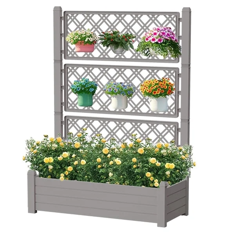 Raised Garden Bed with Trellis for Climbing Plants, Raised Herb Garden Bed with10