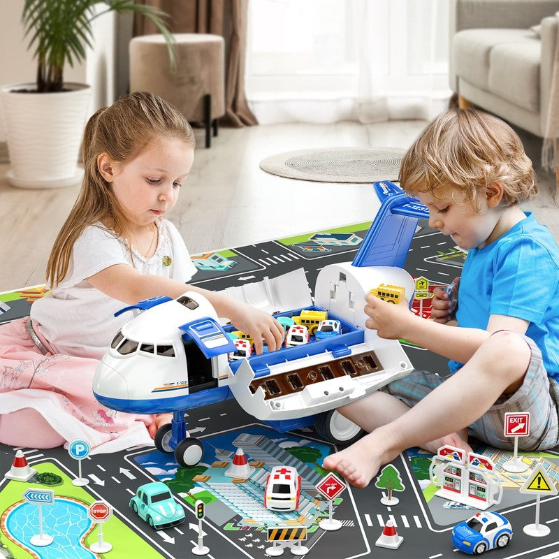 Kids Airplane Toys Race Tracks Car Toys for 3 4 5 6 7 Boys - Transport Airplane 1