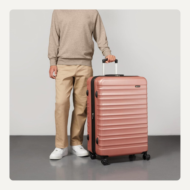 30" Hardside Checked Luggage Expandable Spinner Suitcase Scratch Resistant Rose2