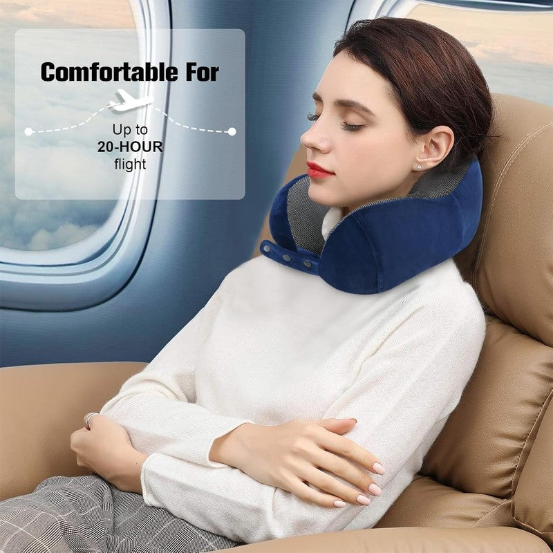 Adjustable Memory Foam Travel Neck Pillow Set w/ Eye Mask, Earplugs & Bag6