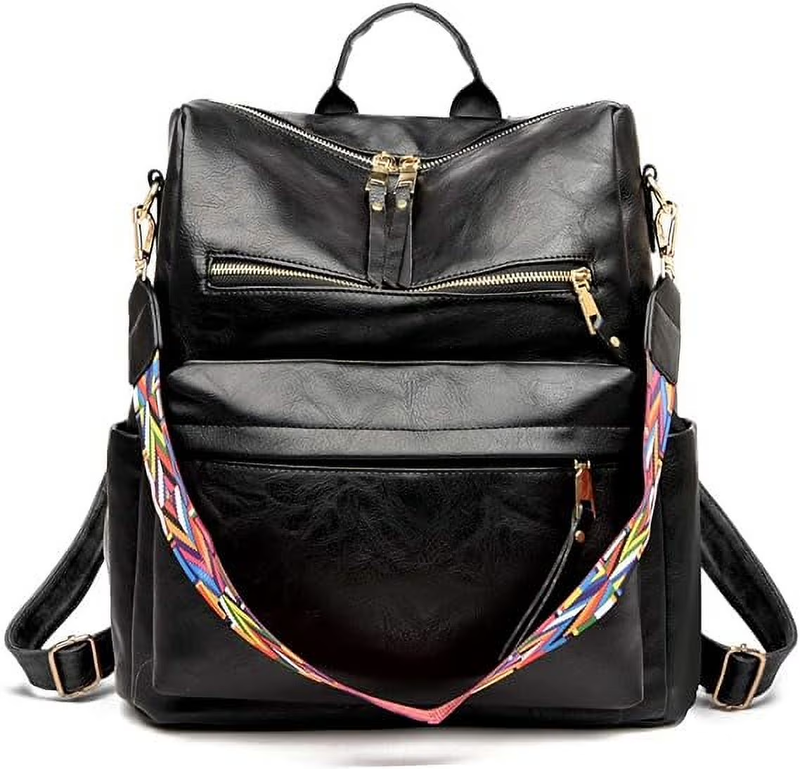 Ladies PU Leather Backpack Convertible Shoulder School Bag Large4