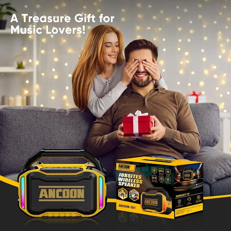 80W Bluetooth Speaker, Loud Bass, IPX6 Waterproof, 20H Playtime, TWS, Yellow7