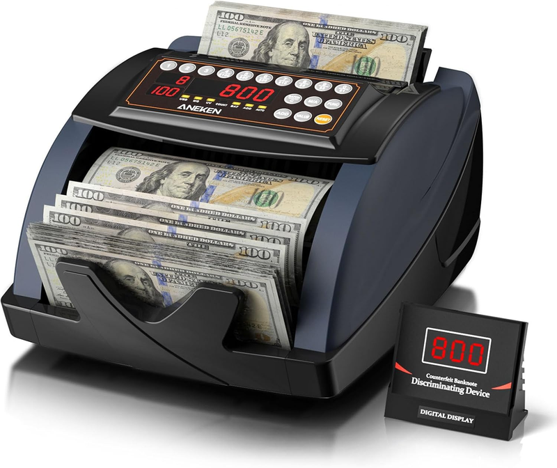Money Counter with Value Count, UV/MG/IR Counterfeit Bill Detection for Dollars 10