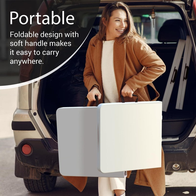 4FT Foldable Table Adjustable Height Steel Legs Heavy Duty Portable4