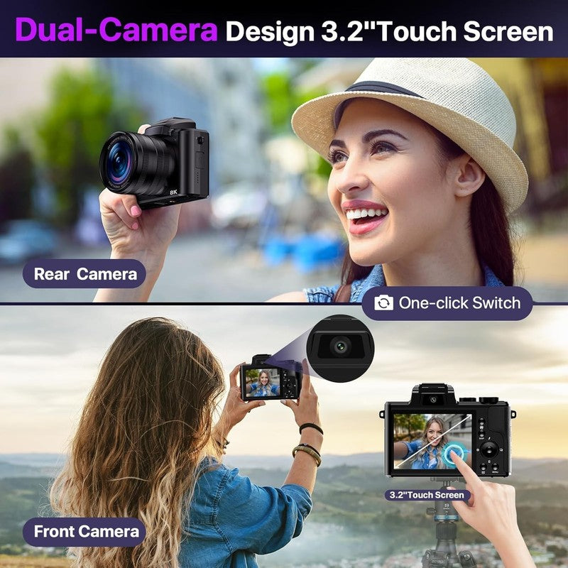 8K Digital Camera 88MP Vlogging Dual-Lens 16X Zoom 3.2" Touch Screen Anti-Shake5