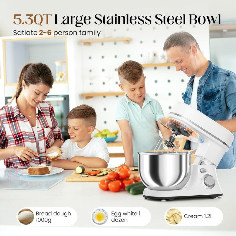 800W Stand Mixer 5.3QT 6-Speed w/ Pulse Dough Hook Whisk Beater2