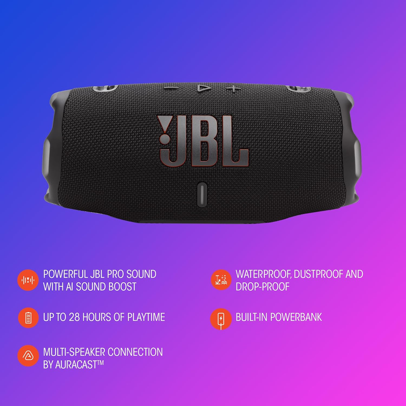 Bluetooth Speaker Portable Waterproof 28H AI Sound Boost Power Bank Black7