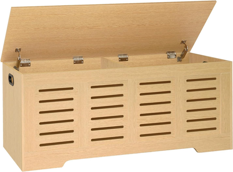 47.3'' Wooden Storage Chest Flip Top Entryway Shoe Bench Natural10