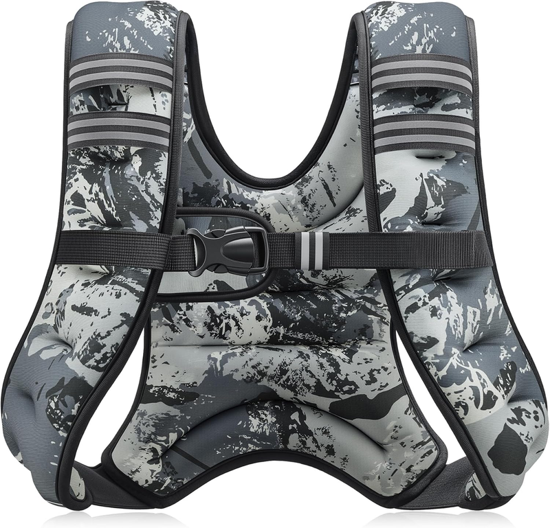 Weighted Vest 12Lb Reflective Stripe Workout Strength Training Fitness Gray Camo8