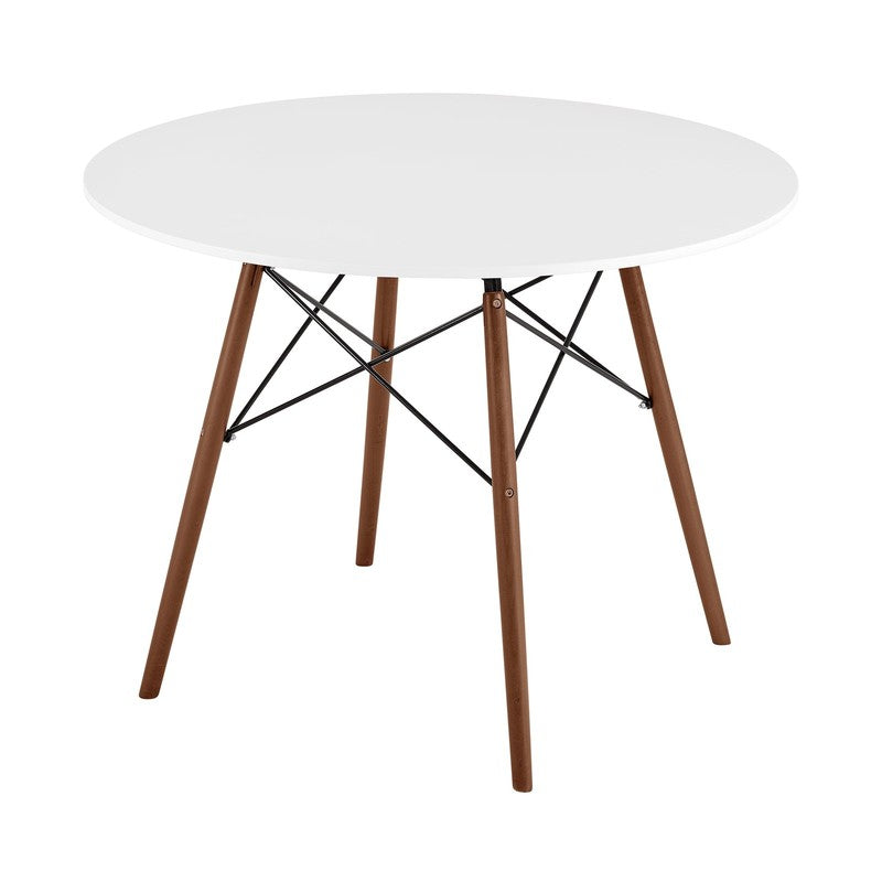 39" Round Wood Dining Table White Brown Indoor Kitchen Table4