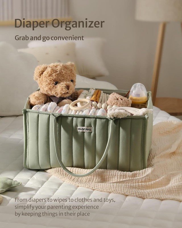 Baby Diaper Caddy Organizer Storage Basket Newborn Essentials Sage3
