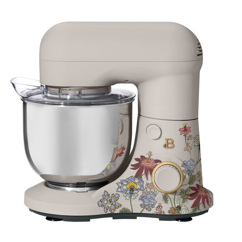 3.5 Qt Stand Mixer Wildflower Porcini Taupe w/ Flat Beater Dough Hook & Whisk0