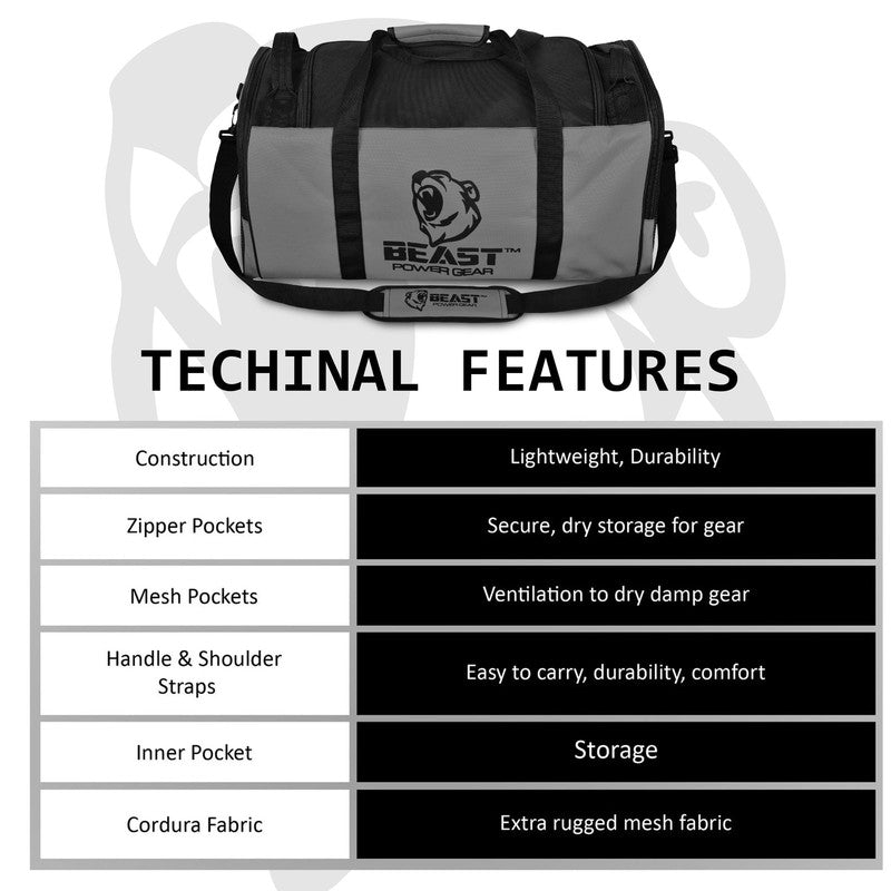 Beast Power Gear Gym Duffle Bag- Workout, Boxing, MMA, Sports Gym Bag with Shoes2