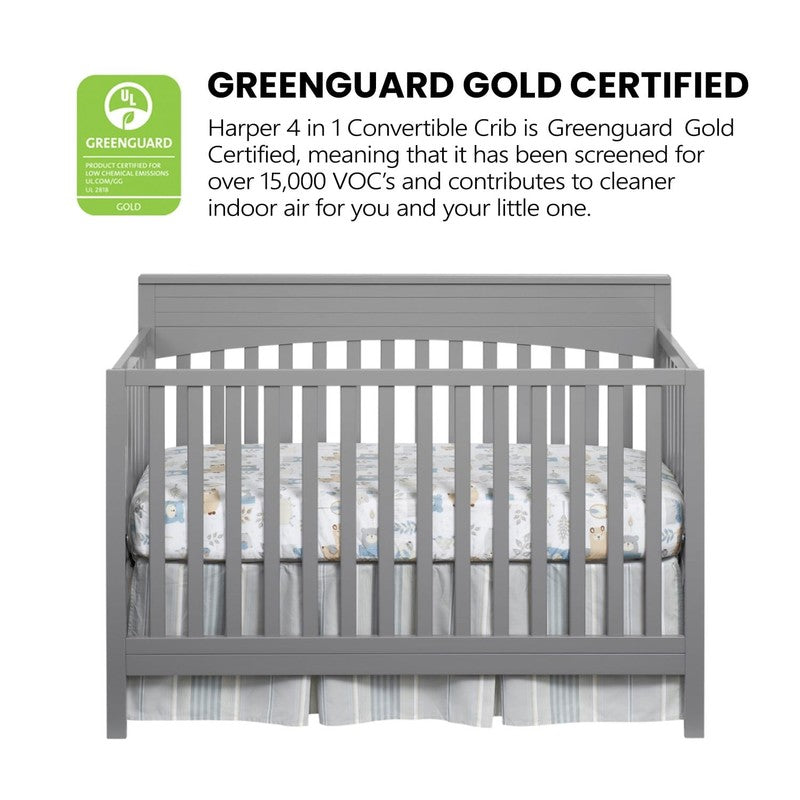 Harper 4-in-1 Convertible Crib Dove Gray GREENGUARD Gold Wooden10