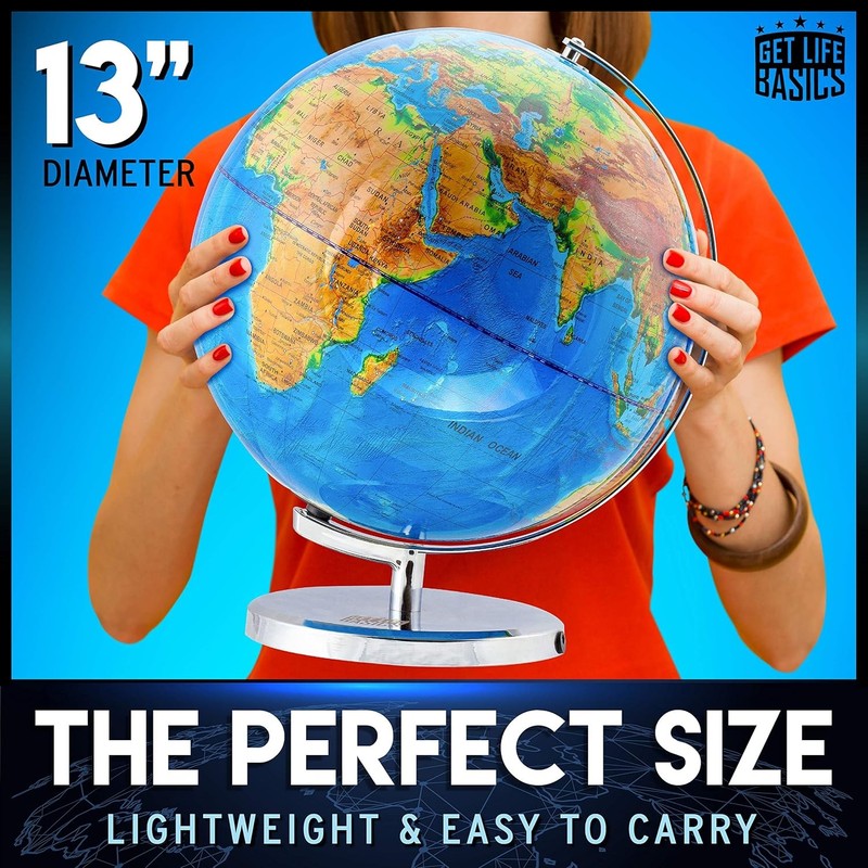 13in Illuminated World Globe w/ Constellations Compass Kids Adult Decor6