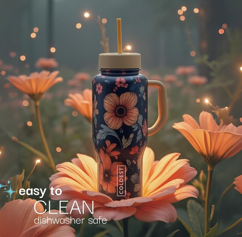 Coldest 46oz Insulated Tumbler with Handle Straw Leak Proof Stainless Steel Cup8