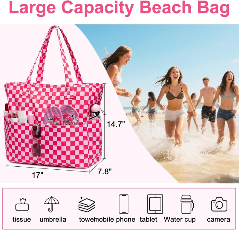 Large Waterproof Beach Bag Women Tote Sandproof Pool Gym Grocery Bag3