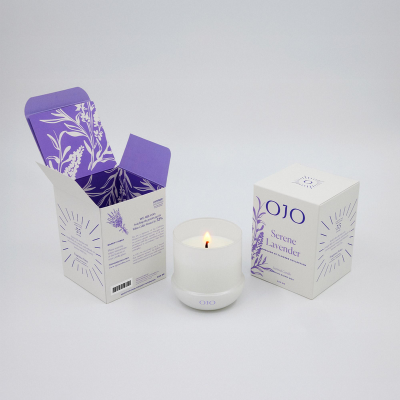 OJO Serene Lavender Scented Candle 7.8 Oz Jar Candle +35 Hour Long Lasting Burn8