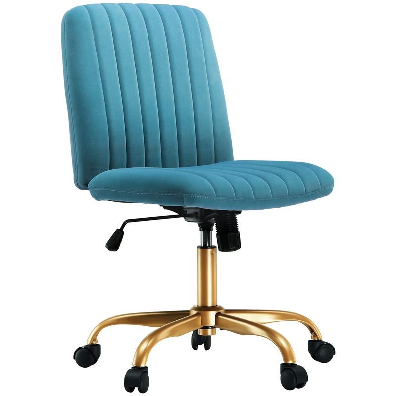 Extra Plush Velvet Channel Upholstered Office Chair, Cool Water0